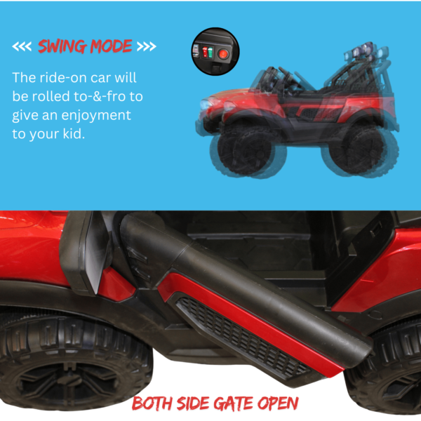 Kids Electric Ride-On Battery Jeep – BH518 Red - 4X4 with LED & RGB Light & Music