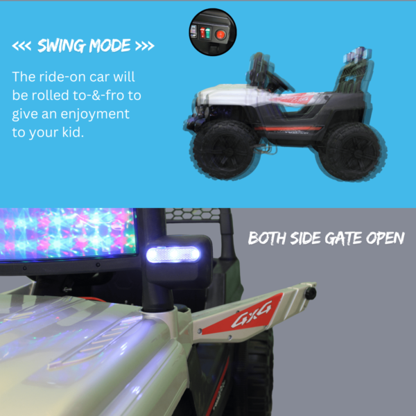 Kids Electric Ride-On Battery Jeep – UT908 Grey - 4X4 with LED & RGB Light & Music