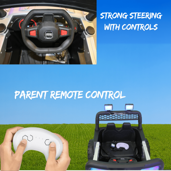 Kids Electric Ride-On Battery Jeep – UT908 Grey - 4X4 with LED & RGB Light & Music